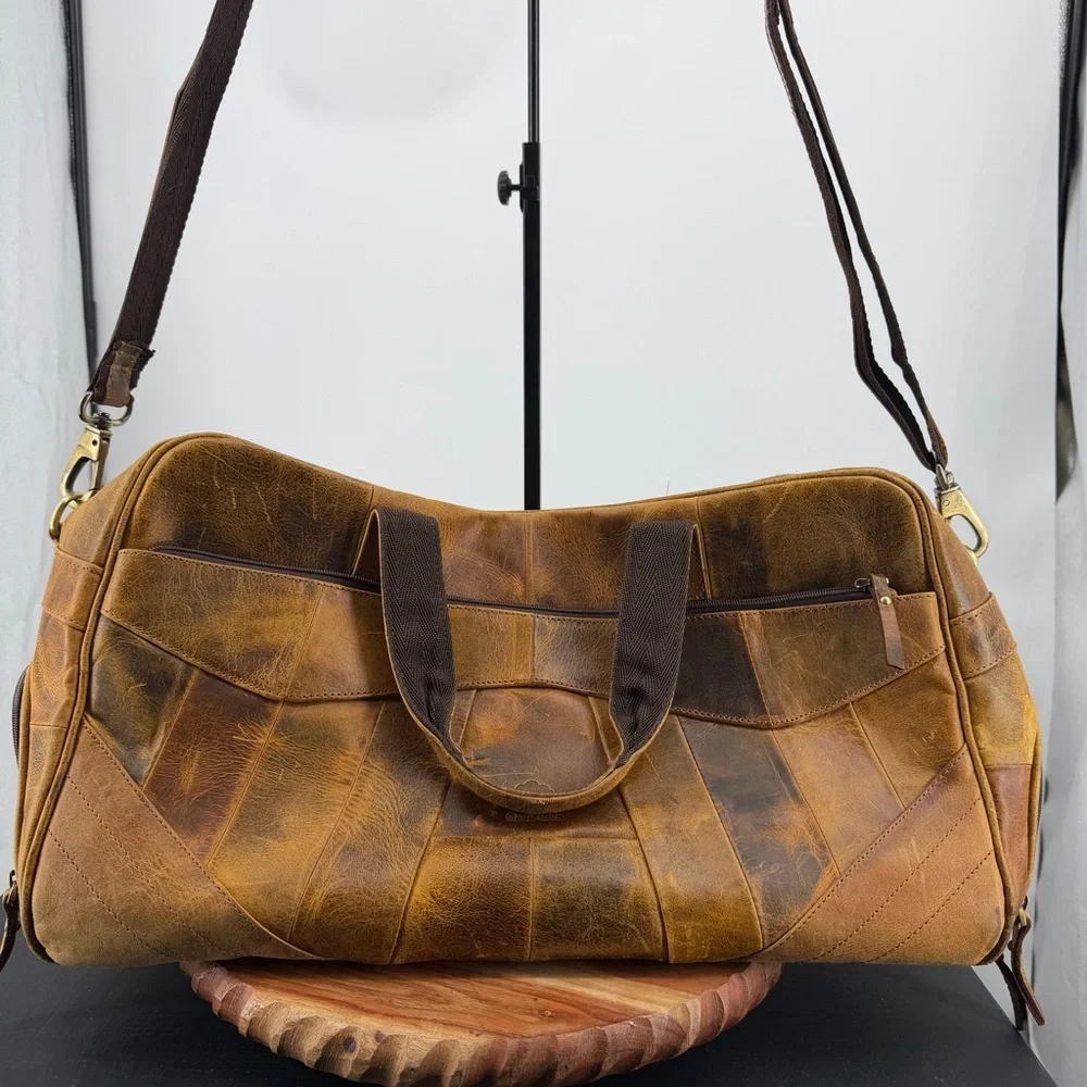 Rustic Town‎ Brown Leather John Duffle Bag - Weekender Bag